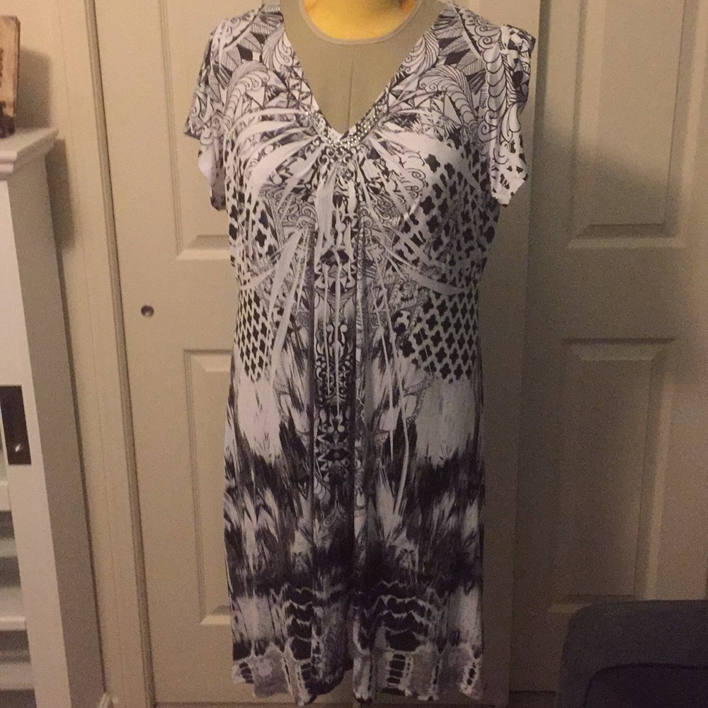 Black, White and Grey Print Dress